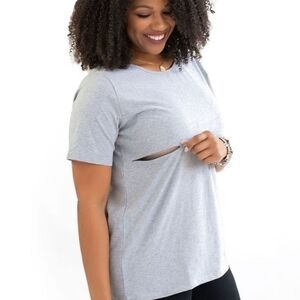 Nursing Queen Grey Hidden Zipper Cotton Tee Small